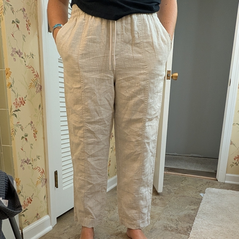 Athleta Retreat High Rise Linen Ankle Pant